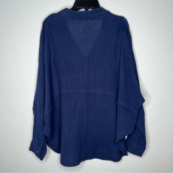Millibon Navy Blue Button Down Lagenlook Blouse Women's size S - Picture 2 of 4